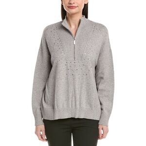 Joseph Ribkoff Womens 1/2-Zip Funnel Neck Sweater, Gray